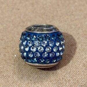 Brighton Cupid’s Kiss Bead Blue ombre Covered w. 5 rows of crystals in 3 shades